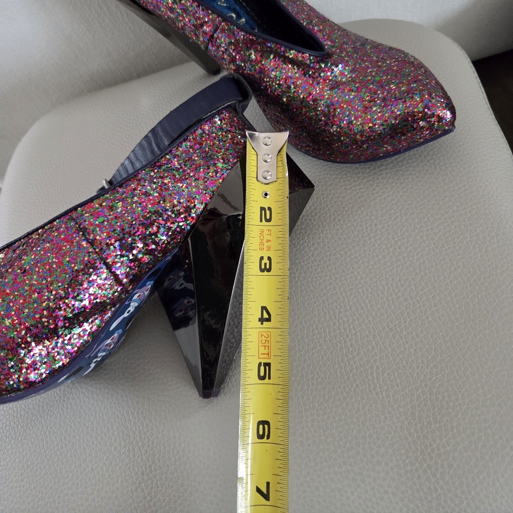 Irregular Choice Multicolor Rainbow Glitter Geometric Cone Heels VTG HTF 80's - Picture 6 of 16